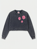 Nostalgic Snow Washed Raw Edge Cropped Sweatshirt