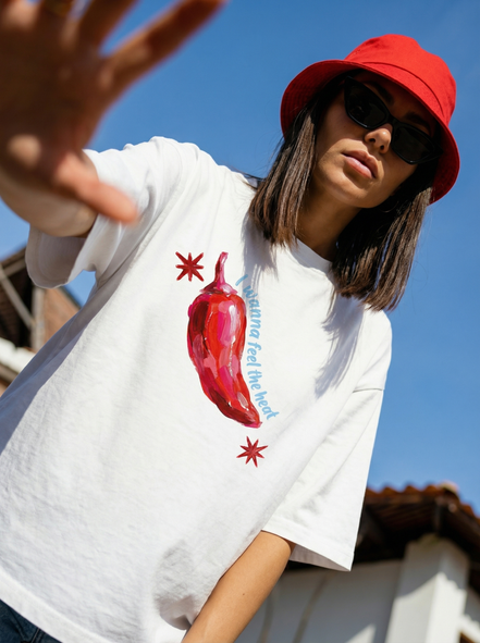 Feel the Heat White Boxy Tee