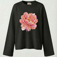 Romantic Waffle Raw Edge Long Sleeve Tee