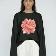 Romantic Waffle Raw Edge Long Sleeve Tee