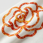 Orange Flower Art Waffle Raw Edge Long Sleeve Tee