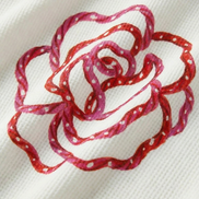 Pink Flower Art Waffle Raw Edge Long Sleeve Tee