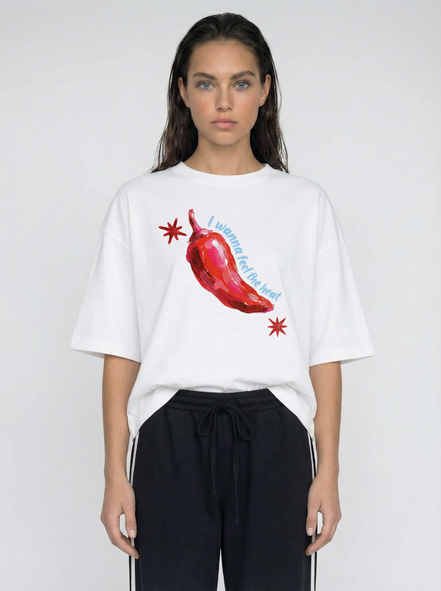 Feel the Heat White Boxy Tee
