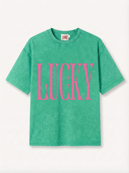 Lucky Snow Washed Oversized Tee