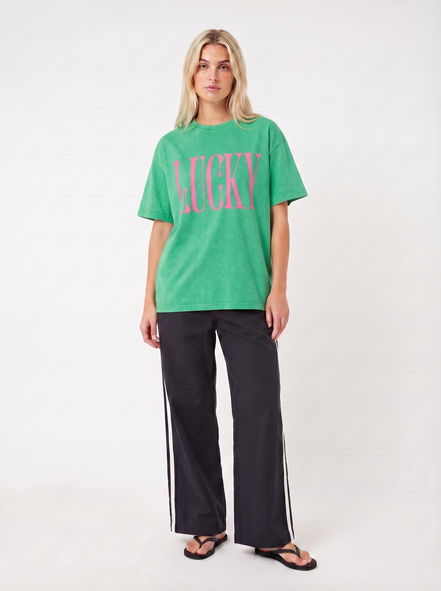 Lucky Snow Washed Oversized Tee