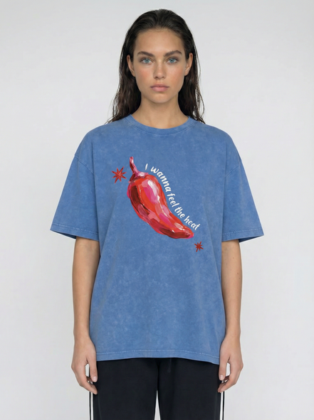 Feel the Heat Blue Oversized Tee