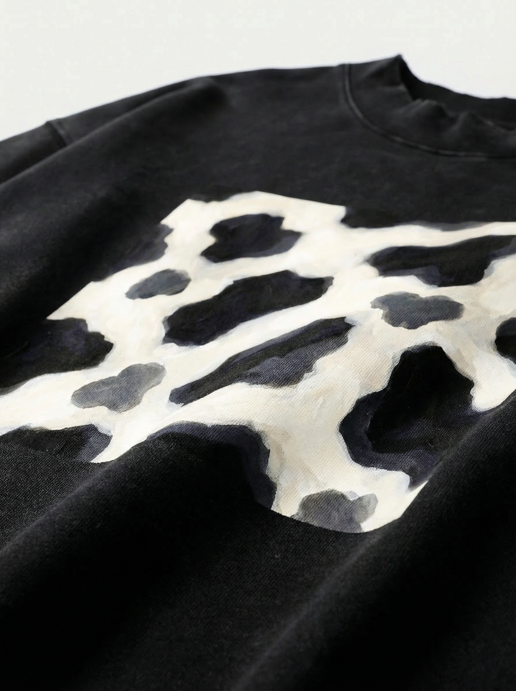 Cow Print Drop Shoulder Sweatshirt