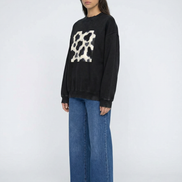 Cow Print Drop Shoulder Sweatshirt