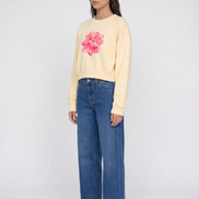 Nostalgic Yellow Vintage Washed Cropped Sweatshirt