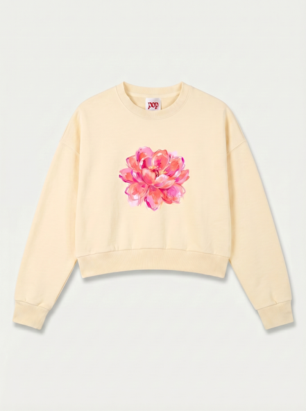 Nostalgic Yellow Vintage Washed Cropped Sweatshirt