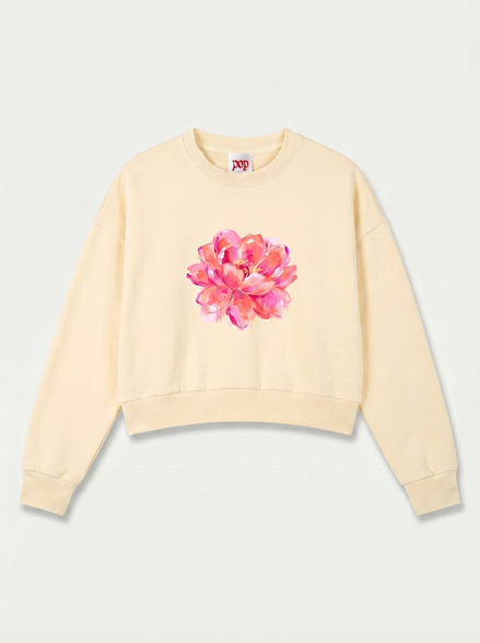 Nostalgic Yellow Vintage Washed Cropped Sweatshirt