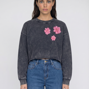 Nostalgic Snow Washed Raw Edge Cropped Sweatshirt