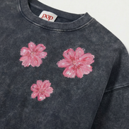 Nostalgic Snow Washed Raw Edge Cropped Sweatshirt