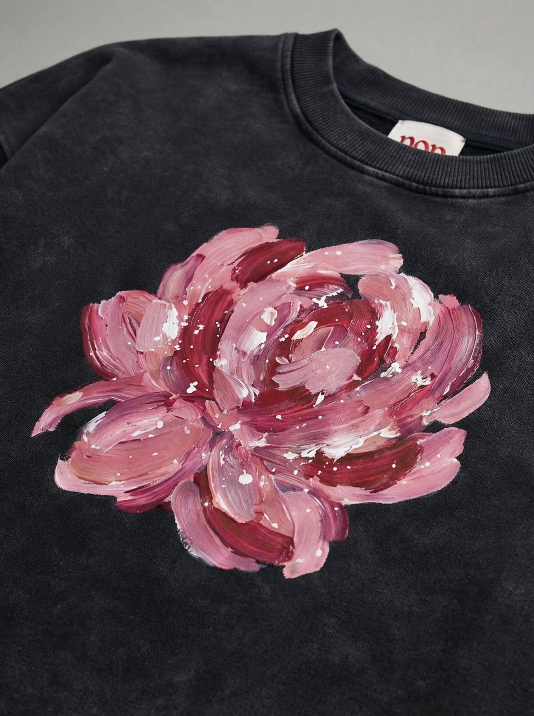 Romantic Snow Washed Raw Edge Cropped Sweatshirt