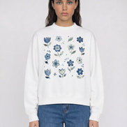 Nostalgic Floral Mock-Neck Crew Sweatshirt