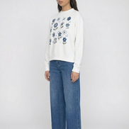 Nostalgic Floral Mock-Neck Crew Sweatshirt