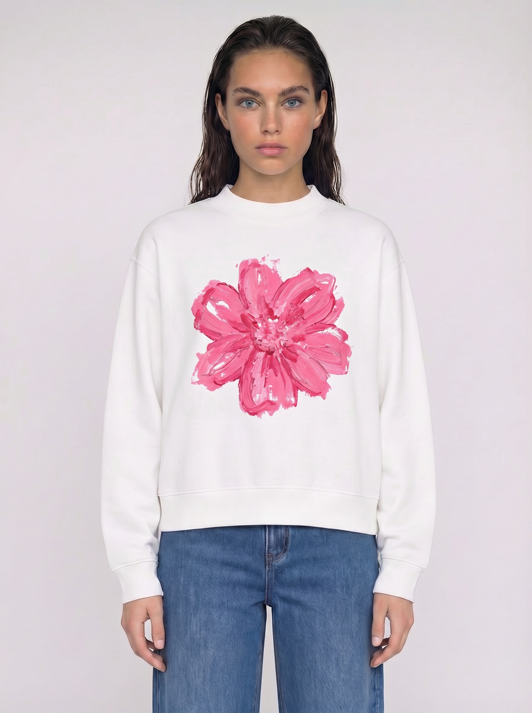 Pink Painted Flower Sweatshirt