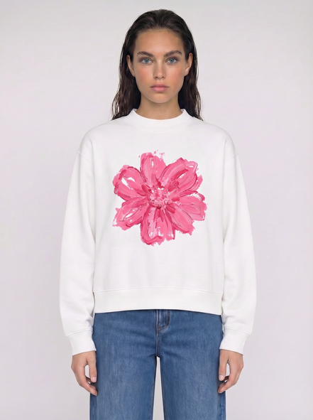 Pink Painted Flower Sweatshirt