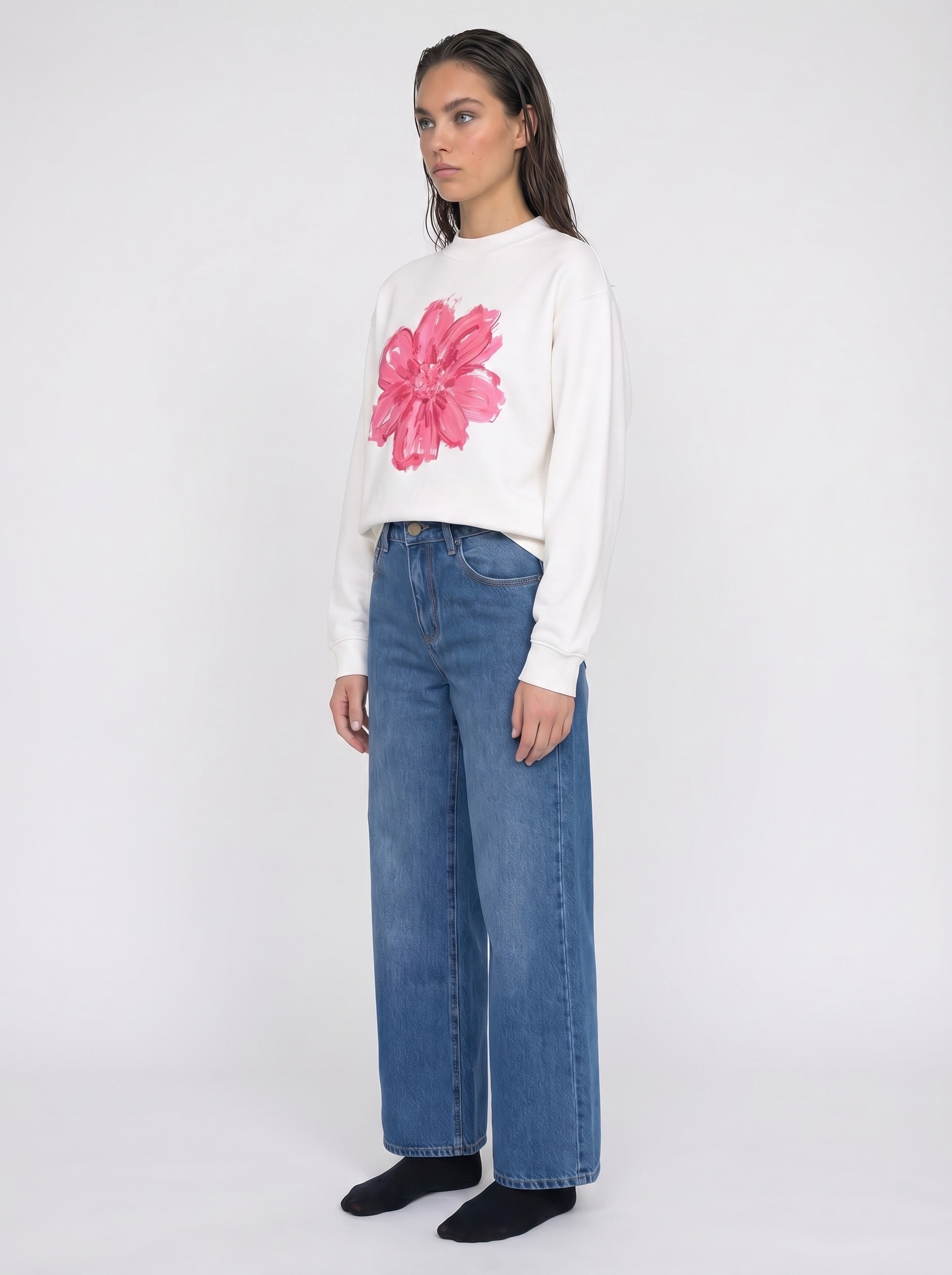 Pink Painted Flower Sweatshirt