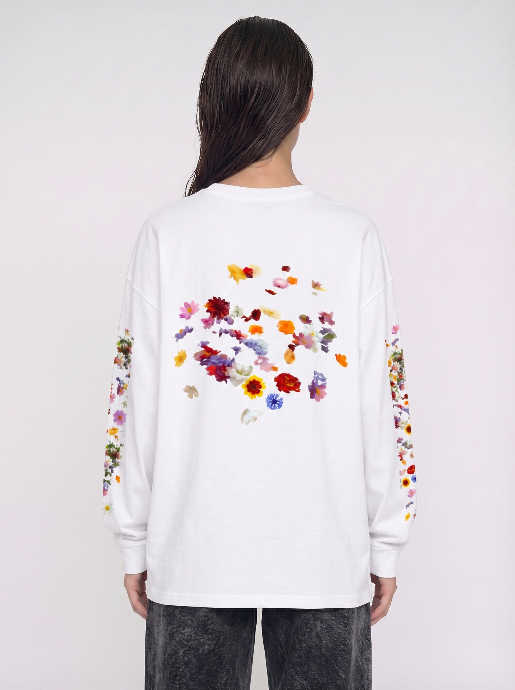 Nostalgic Florals Oversized Tee White