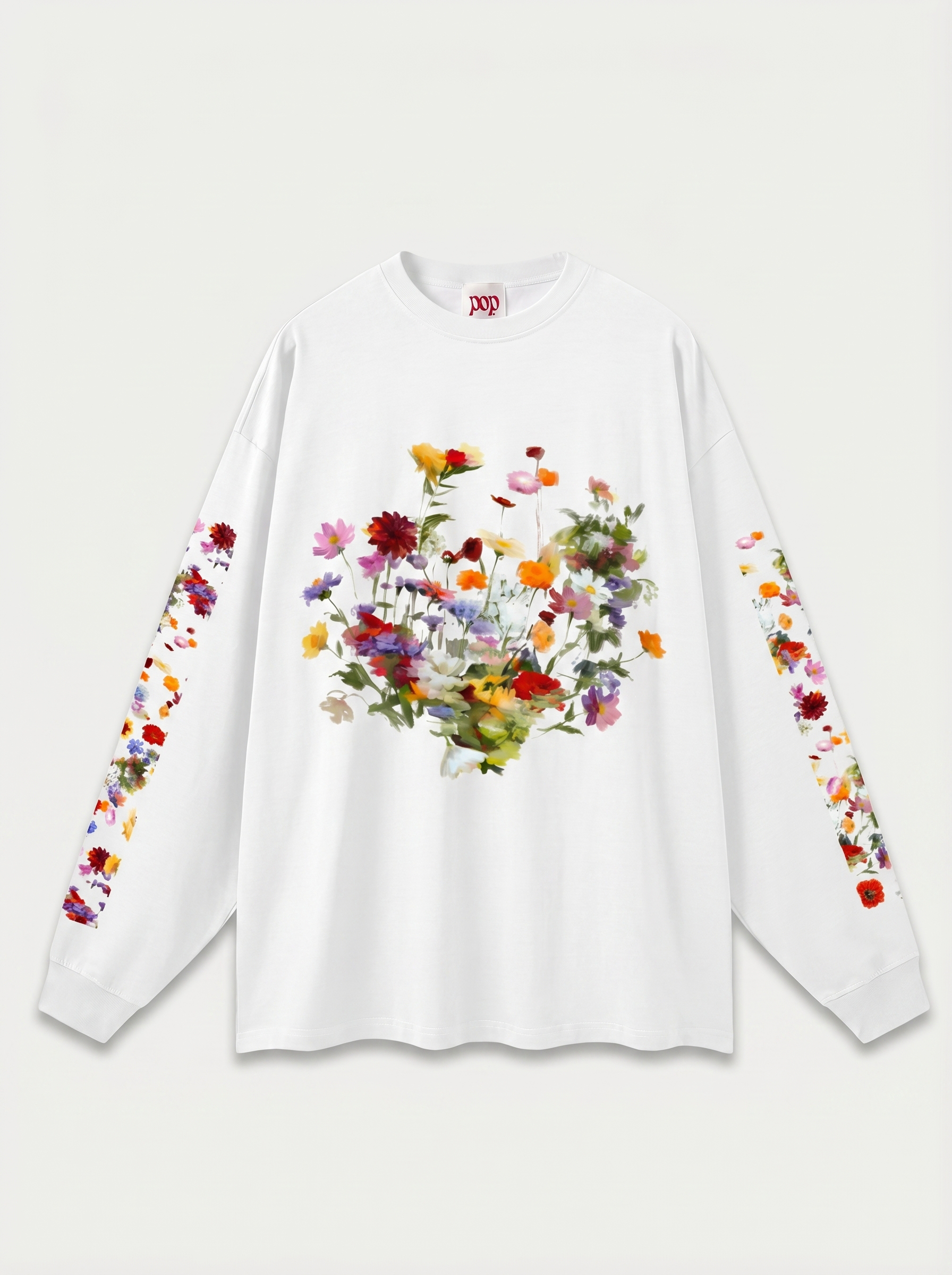 Nostalgic Florals Oversized Tee White