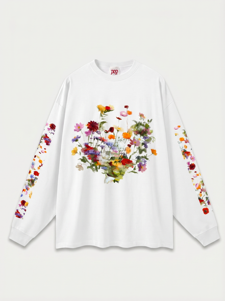 Nostalgic Florals Oversized Tee Black