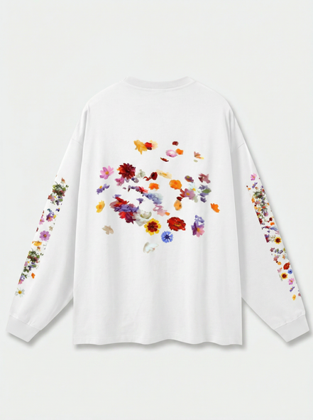 Nostalgic Florals Oversized Tee Black