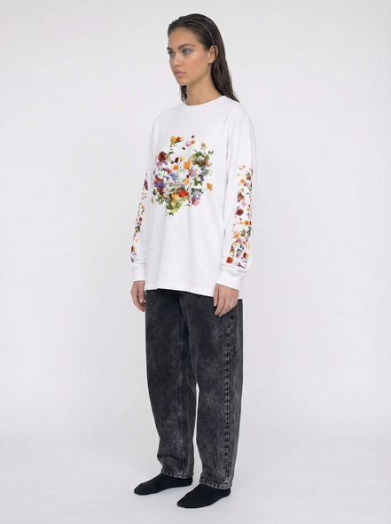 Nostalgic Florals Oversized Tee White
