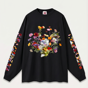 Nostalgic Florals Oversized Tee Black