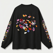 Nostalgic Florals Oversized Tee Black
