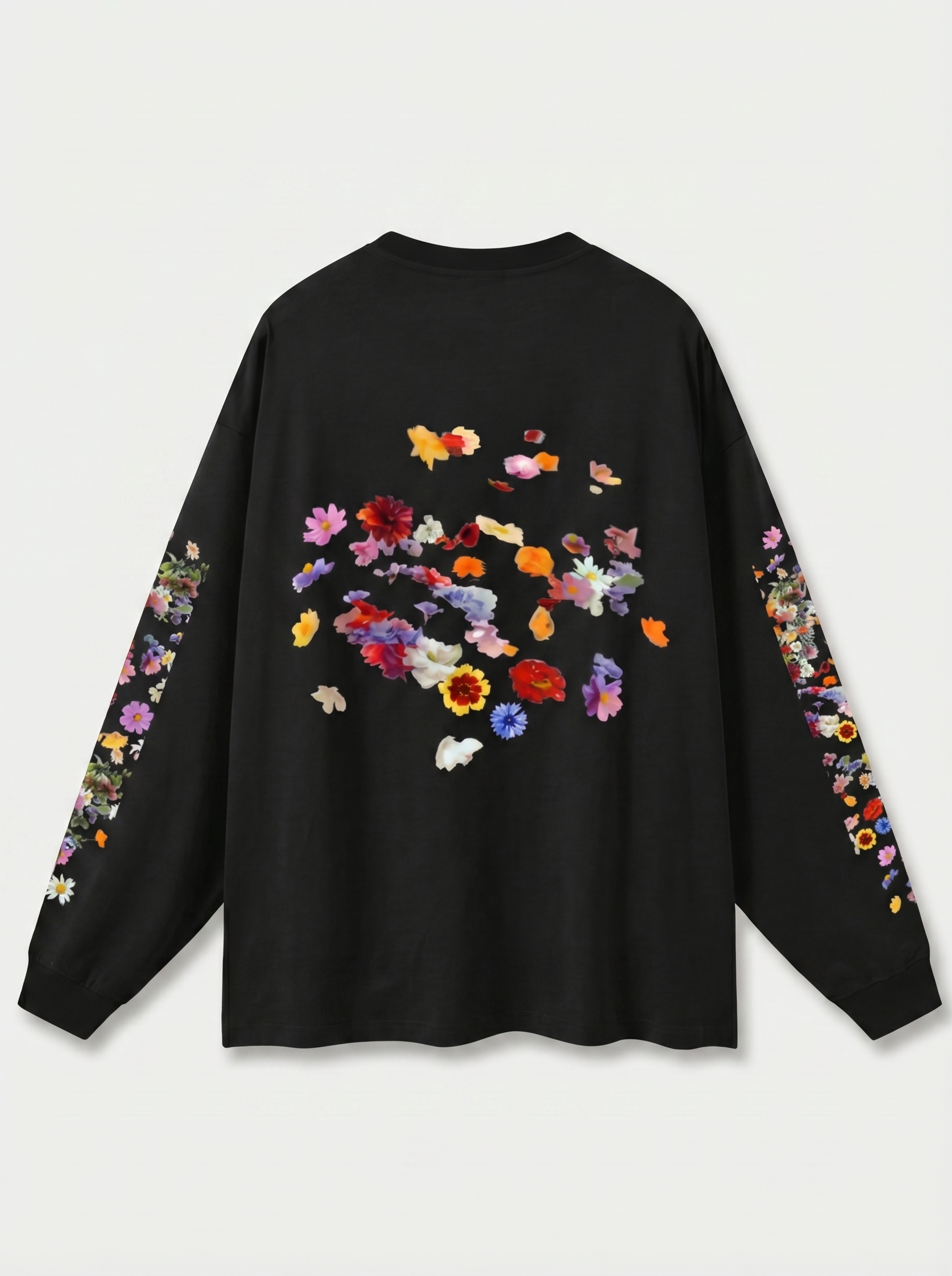 Nostalgic Florals Oversized Tee Black