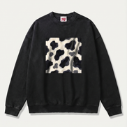 Cow Print Drop Shoulder Sweatshirt