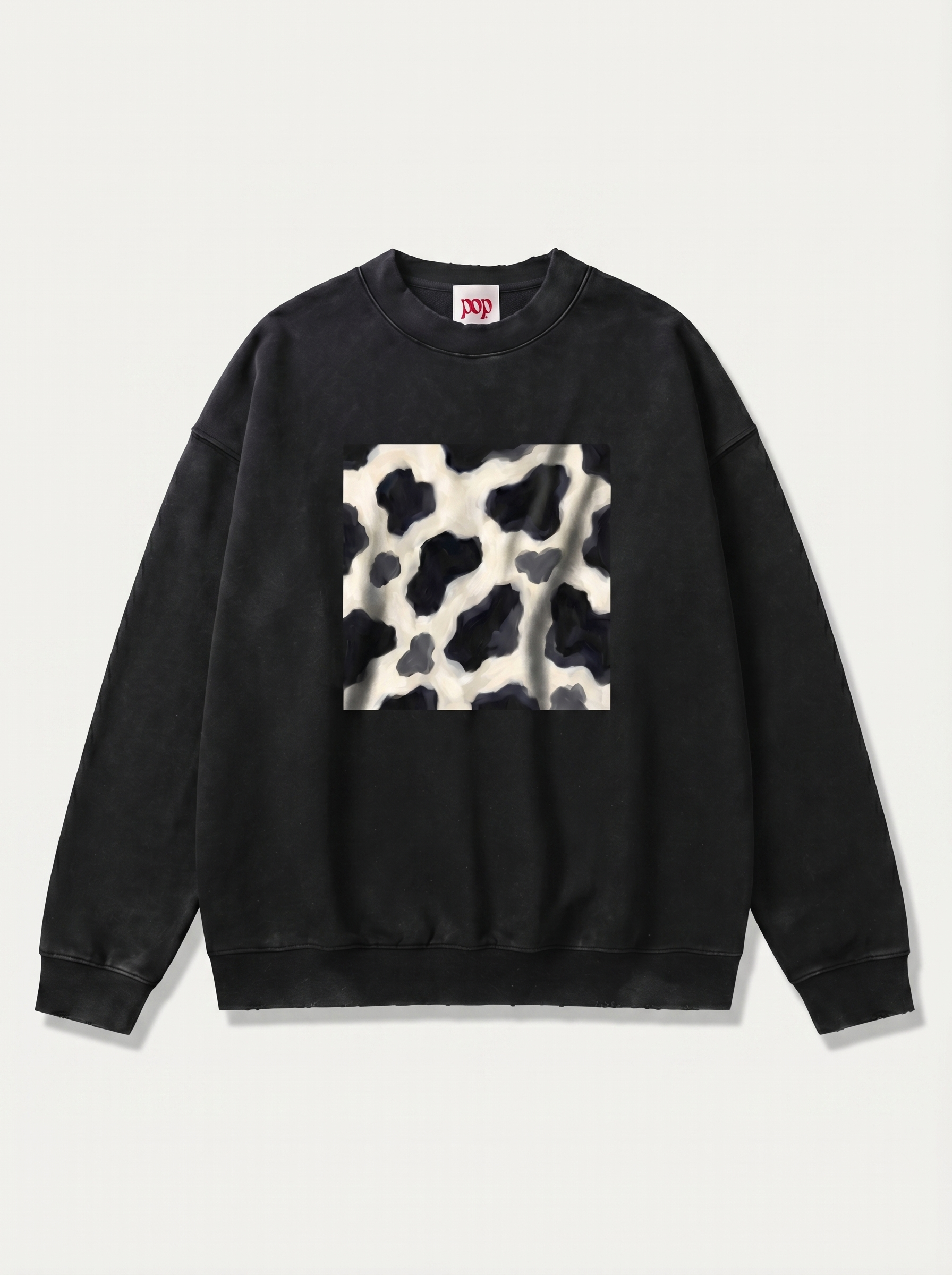 Cow Print Drop Shoulder Sweatshirt
