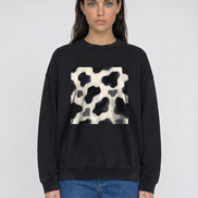 Cow Print Drop Shoulder Sweatshirt