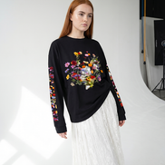 Nostalgic Florals Oversized Tee Black