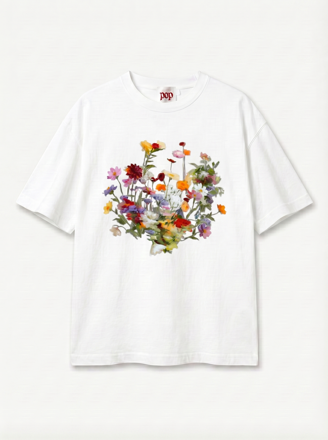 Nostalgic Florals Boxy Tee White