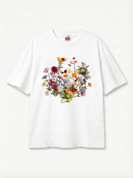 Nostalgic Florals Boxy Tee White