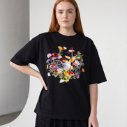 Nostalgic Florals Boxy Tee Black