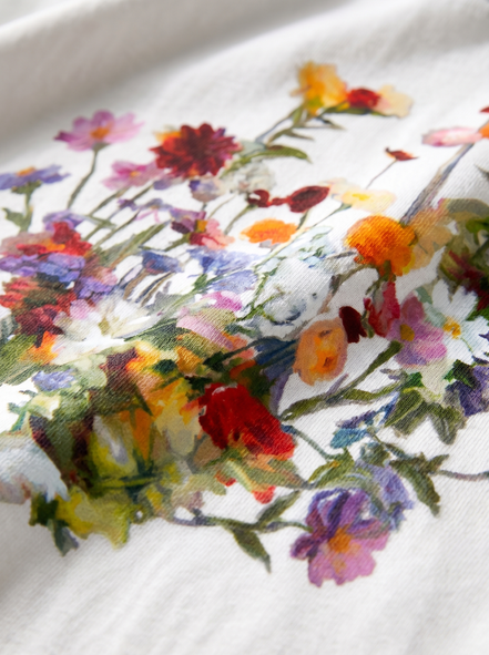 Nostalgic Florals Boxy Tee White
