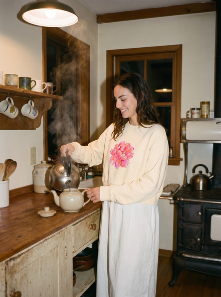 Nostalgic Yellow Vintage Washed Cropped Sweatshirt