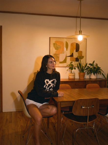 Cow Print Drop Shoulder Sweatshirt