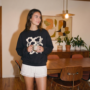 Cow Print Drop Shoulder Sweatshirt