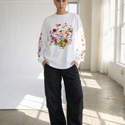 Nostalgic Florals Oversized Tee White