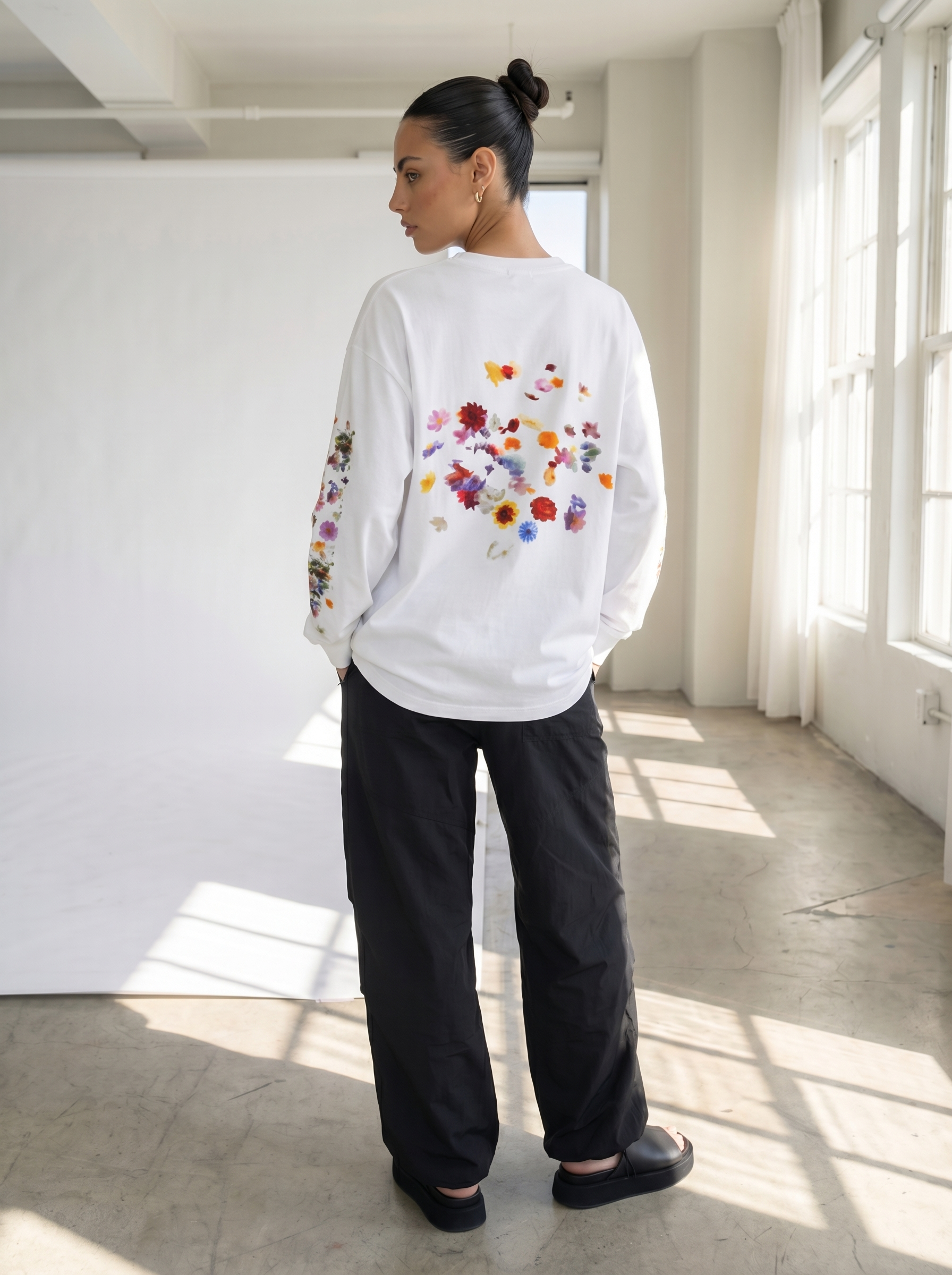 Nostalgic Florals Oversized Tee White