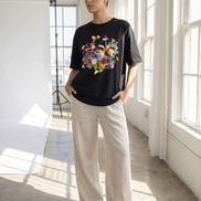 Nostalgic Florals Boxy Tee Black