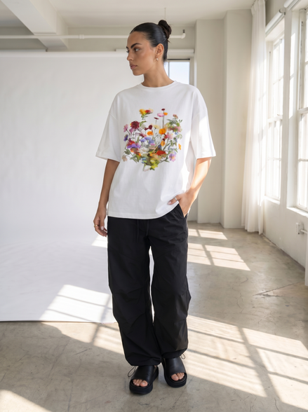 Nostalgic Florals Boxy Tee White