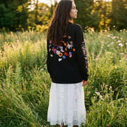 Nostalgic Florals Oversized Tee Black