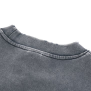 Nostalgic Snow Washed Raw Edge Cropped Sweatshirt