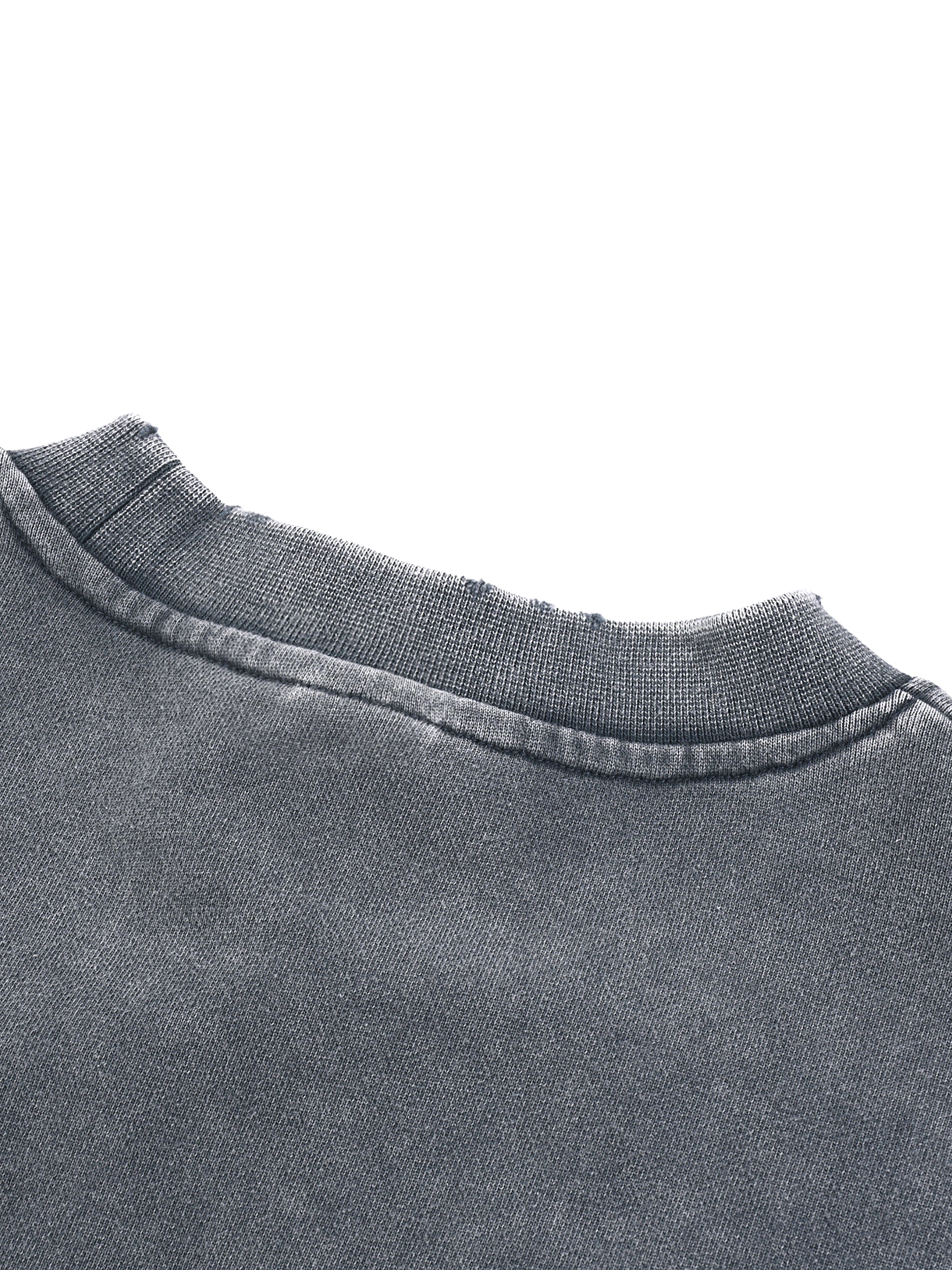 Nostalgic Snow Washed Raw Edge Cropped Sweatshirt